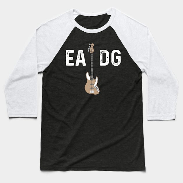 Cool Electric Bass Guitar EADG Distressed Design Baseball T-Shirt by Midlife50